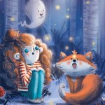 fox, Cute Fox, animals, ghosts, woods, forest, little girl in the woods, flowers, lightning bug, and trees