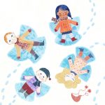   snow, puppy,  friends, and  Winter