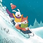   snow, sleigh, Animals, and  Winter
