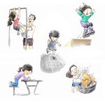 Parental love, childhood, kids playing, and spot art