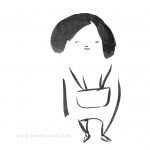 little girl, brush, simple lines, minimalist, and Character Sketch
