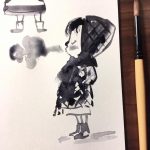 paint brushes, Character Sketch, sketch, drawing, and breath