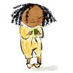 child reading, a picture book, and little girl