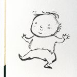 baby, brush, and sketchbook