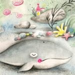 blue whale, Ocean, and Whimsical Character