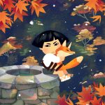 fox, maple tree, and Young girl