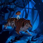 Tiger,   forest, and night time