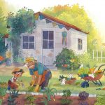 Gardening, grandparent, plant, and Bunny