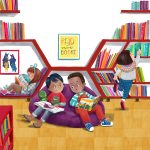 first day of school, diversity, and library